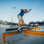 Luka Božič, frontside feeble grind backside 180 out